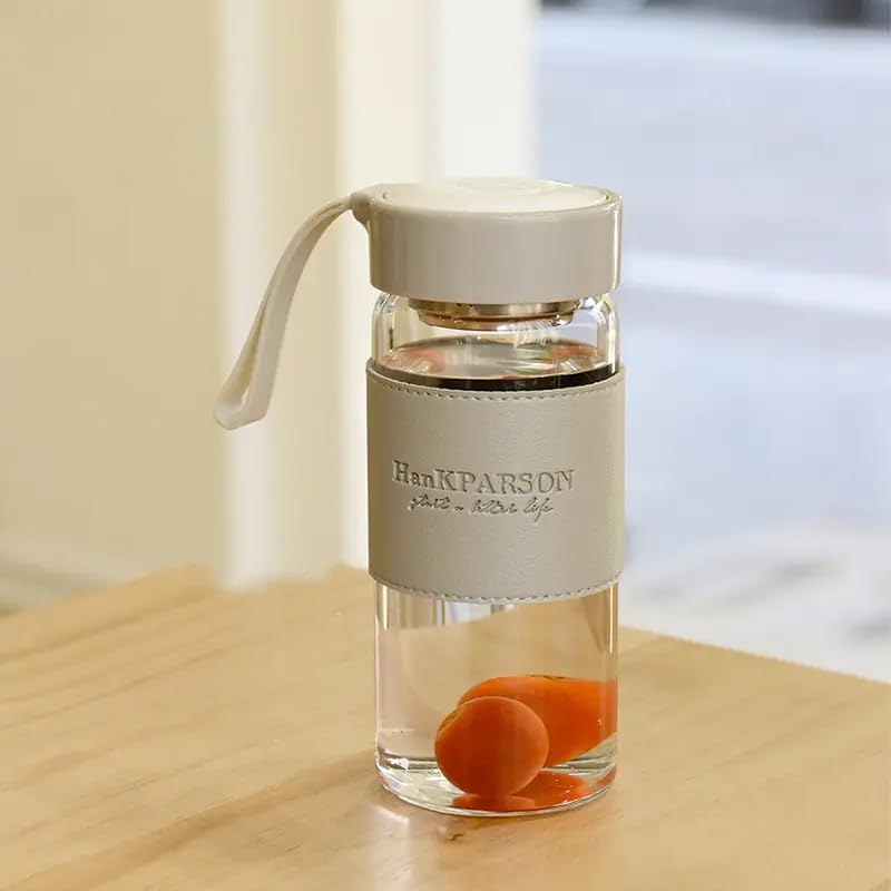 Image of 480ML Japanese Style Kawaii Borosilicate Glass Water Bottle | Leak-Proof Seal Lid, Insulation Sleeve & Stainless Steel Tea Infuser | Portable Bottle for Travel, Office & Gifting