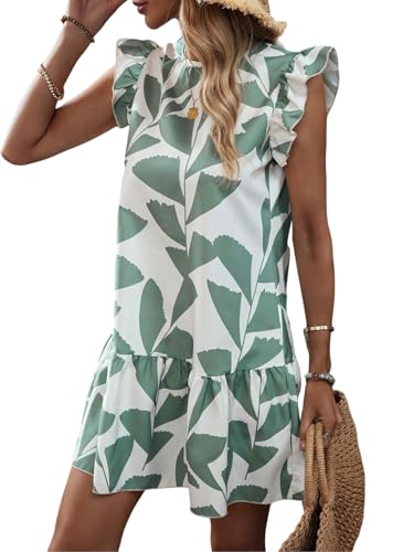 Image of SISKIN Women's 2025 Summer Beach Hobo Ruffle Trim Dresses Sleeveless Flowy Vocation Sun Dress Outfit Woman