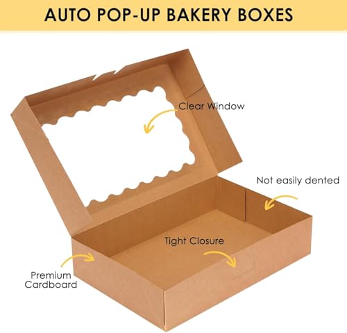 KAHEIGN 24 Pcs Large Cookie Boxes with Window - 32CM x 14CM x 6.5CM Brown Bakery Boxes for Treats, Pies, Donuts, and Pastries - Image 2