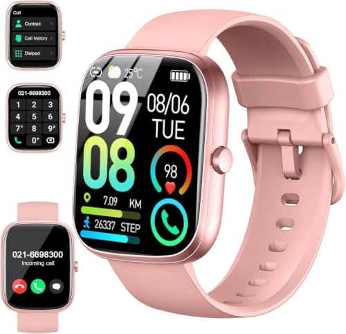 Image of Smart Watch 2026 NEW 1.91 inch Smartwatch for Men Women(Answer /Make Call),Fitness Watch with 110+ Sport Modes, Reloj Inteligente with Sleep Monitor /Heart Rate /Step /Calories /IP68,for Android iOS, Gold Pink