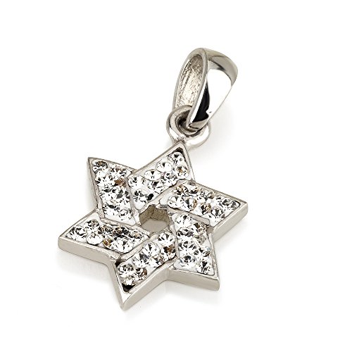 Étoile de David pendentif avec pierre précieuse blanche collier argent 925