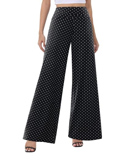 Image of ZOOSIXX Wide Leg Palazzo Pants for Women - High Waist Casual Beach Lounge Pants Loose Flowy Pants Stretchy Trousers