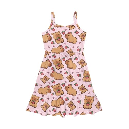 Girls Summer Dress 3-14 Y Kids Casual Spaghetti Strap Tiered Midi Dresses Cute Twirly Skater Party Sundress3