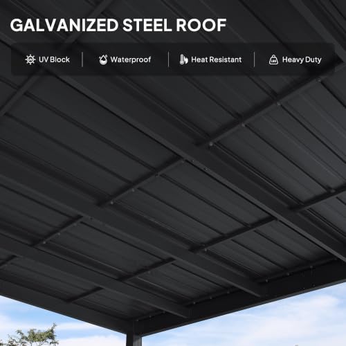 Image of PURPLE LEAF Lean to Gazebo 10' x 12' Wall-Mounted with Sloping Roof Gray