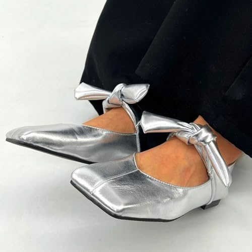 mikarka Women's Ballet Flats Square Comfortable Casual Shoes Bowknot Mary Jane Ballerina Flats2