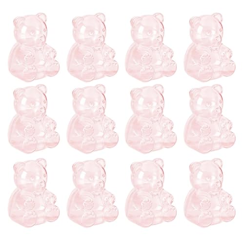 Fmzrbnih Tarro de caramelos, 12 unidades en forma de oso, vasos decorativos transparentes con forma de oso, para galletas, té, chocolate, cocina, vacaciones, Navidad y