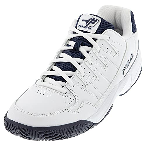 FILA Men's Double Bounce Pickleball Shoe (White/FILA Navy/White, 7)