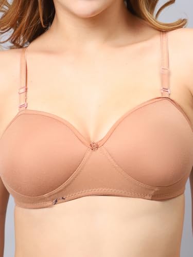 Image of Cotton Blend Light Padded Non Wired Full Coverage Bra and Panty Set Lingerie Set for Girls and Women