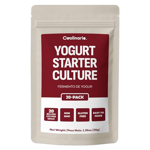 Coolinario Yogurt Starter Culture (20-Pack, 1.5g Sachets) Live Cultures for Homemade Yogurt |...