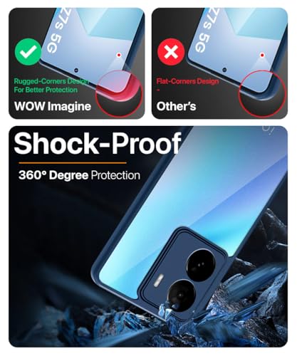 Image of WOW IMAGINE Shockproof Hybrid Back Cover for iQOO Z7 5G | iQOO Z7s 5G | Hard Slim fit Back Case | PC & TPU | Clear Transparent Case - Blue