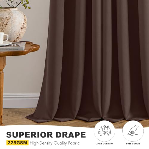 Image of MIULEE Blackout Curtains for Bedroom Living Room 2 Panels, Thermal Insulated Room Darkening Drapes Grommet Noise Reducing Light Blocking Window Treatments 45 Inches Long 40x45 Inch Dark Brown