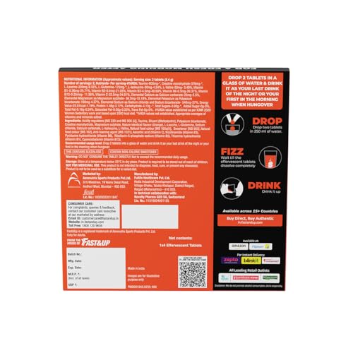 Image of Fast&Up NightOut | 4 Effervescent tabs | Instant Hangover Relief | Helps detoxify liver | Rapid hydration & energy | Helps prevent Hangover | Zero sugar | Orange Flavour