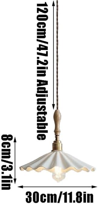 Miniatura 6 de Luces colgantes de madera vintage de mediados de siglo, moderna forma plisada, iluminación colgante de techo de cerámica, lámpara blanca ajustable