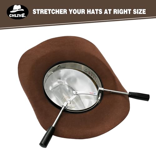 Image of Universal 360 Adjustable Hat Stretcher - Stainless Steel Expander for Cowboy Hats, Felt Hats & Baseball Caps - Only One in Market with 6 inch to 8 inch Full-Range Sizing Silver
