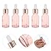 BIUDECO Rose Gold Glass Essential Oil Dropper Bottles 15Ml Small Sub Bottles 5Pcs Pink Translucent Serum Containers for Beauty and Personal Care