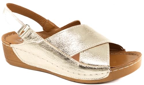 Sandales compensées en cuir Lusco Elena le plaisir de marcher légère