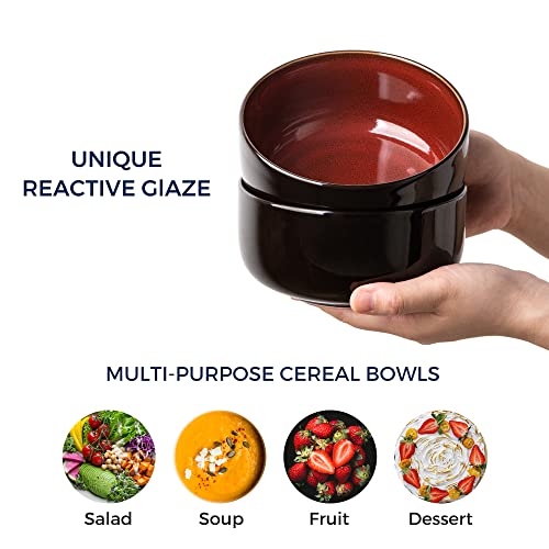 Leratio Ceramic Bowls Set Of 6,26 Ounce Bowls For Kitchen,Cereal, Salad,Pasta,Soup,Dessert Etc, Oven & Dishwasher & Microwave Safe,Scratch Resistant, Orange Red #TOP3