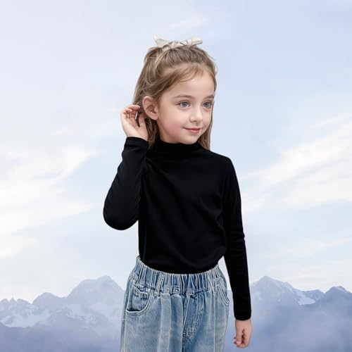Image of Toddler Turtleneck Girls Boys Thermal Shirt Mock Neck Top Long Sleeve Undershirts