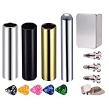 GLEAVI 14pcs Guitar Accessories Kit with Metal Finger Slides and Thumb Picks, Glass Tube Slide Set