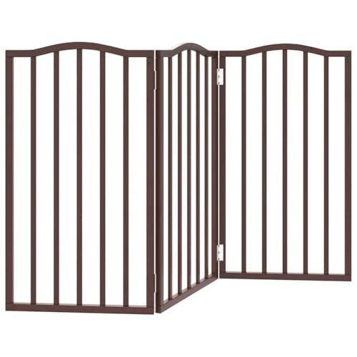 3- TLG. Hundetor Faltbar Braun Eiche- Optik 150 cm aus Pappelholz mit wasserbasierter Lackierung, ohne Bohren montierbar, zusammenklappbar für platzsparende Aufbewahrung, ideal-6