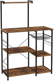 VASAGLE Baker’s Rack, Coffee Station, Microwave Oven Stand, Kitchen Shelf with 6 S-Hooks