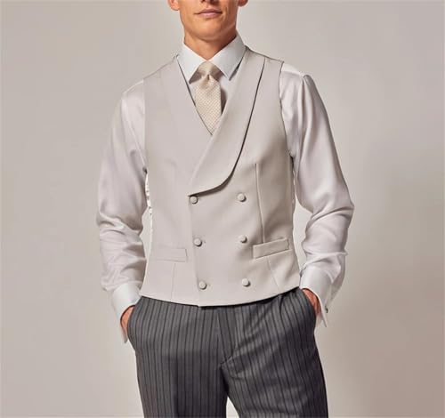 Mnjyihy Men's Solid Tuxedo Vests Elegant Sleeveless Double Breasted Lapel Collar Business Dress Suit Vest3