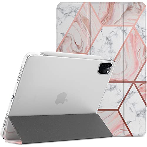 Image of DuraSafe iPad Pro 12.9 inch 4th Gen 2020 Cover A2229 MY2H2HN /A MY2J2HN /A A2069 MXAT2HN /A MXAV2HN /A MXAU2HN /A MXAW2HN /A A2233 MY3K2HN /A MY3J2HN /A MXFY2HN /A MXG12HN /A MXFX2HN /A MXG02HN /A - Marble Pink