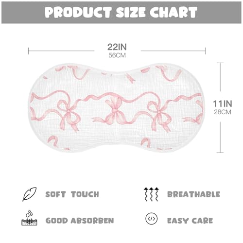 Muslin Burp Cloth for Baby 4PCS Watercolor Bows Super Absorbent Burping Cloths, Bibs for Newborn Boys Girls4