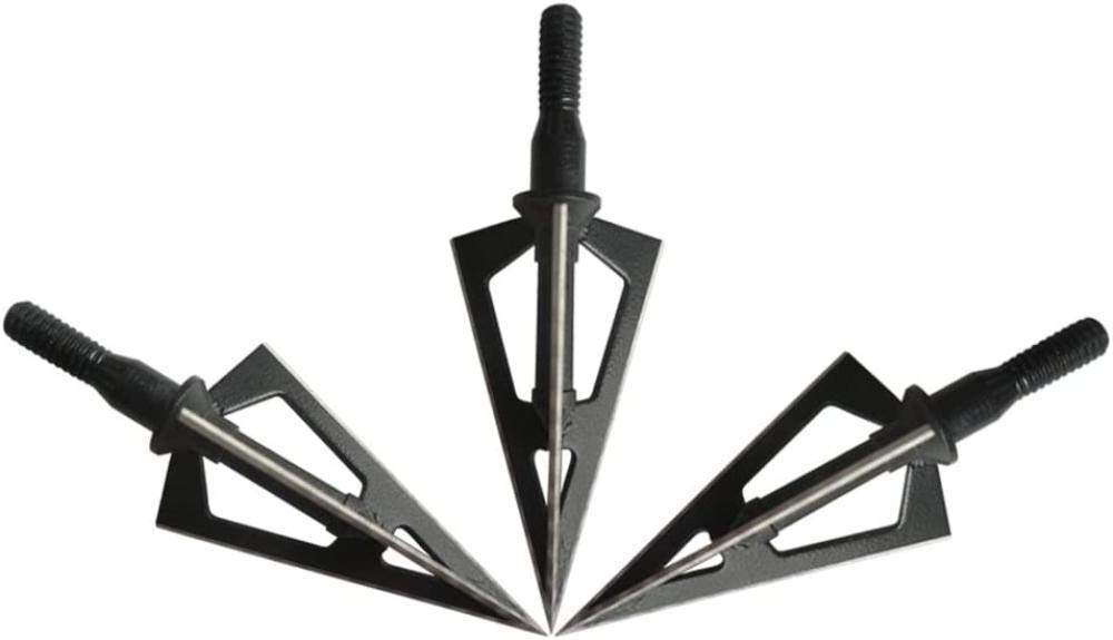 3pcs / 6pcs / 12pcs Fixed 3-Blade Broadhead 100 Grain Black Steel Tiro con L'Arco Broadhead per Arco Composto Frecce e dardi per Balestra per Caccia con Arco e Bersaglio
