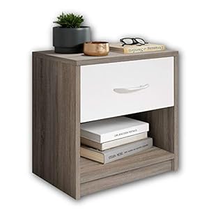 Stella Trading Pepe Nachtcommode, Hout, Trüffel/Abs. Wit, 28 X 39 X 41 Cm