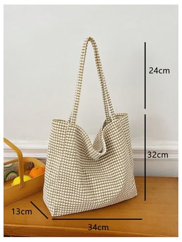 Bolso Tote de Mujer a Cuadros con Doble Correa y Gran Capacidad miniatura 5