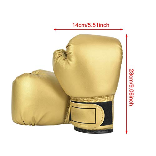 1 Pair Boxing Gloves for Boys PU Taekwondo Gloves Professional Fighting Teenager Boxing Training Gloves Thickened Punching Sparring Training Mitts for Youth Kickboxing Muay Thai (Gold) - Image 2