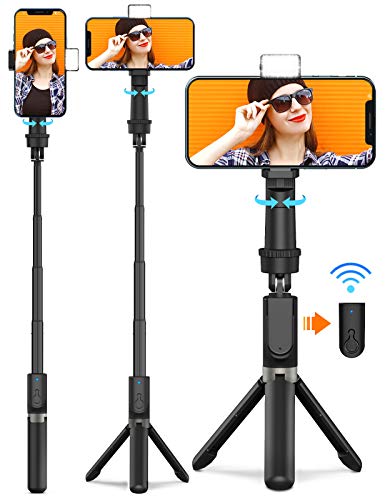 Face Tracking Phone Tripod with Fill Light, 360°Fast Following, Selfie Phone Holder Mount for iPhone Android, Stable for Vlog YouTube TIK Tok, Remote Shutter, Extendable up to 27