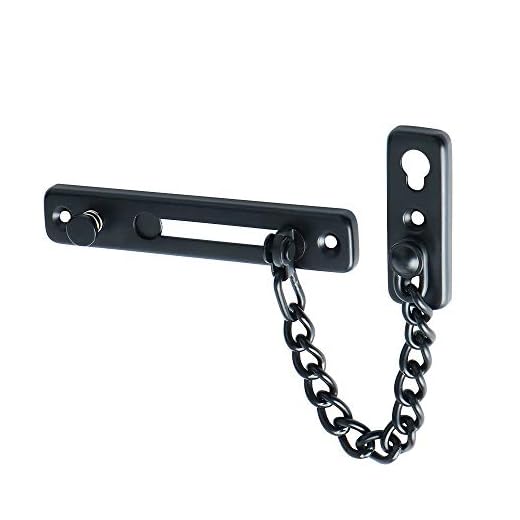 Alise Chain Door Guard Lock,Black Door Chain Locks with Safety Spring Anti-Theft Press Latch,Stainless Steel Gate Latches FD9000-B