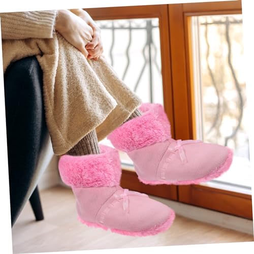 Chaussures chauffantes USB avec câble détachable en peluche légère rose - 2