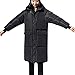 Produktbild LOPILY Jacke Damen Winterjacke Damen Warm Lang mit Kapuze Knielang Steppjacke Damen Übergangsjacke Softschell Jacke Damen Schwarz Parka Damen Regenjacke Windbreaker Snowboardjakce (Schwarz, 40)