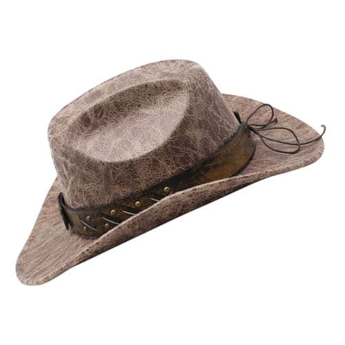 Chapeau de cowboy western en velours beige pour costume et cosplay