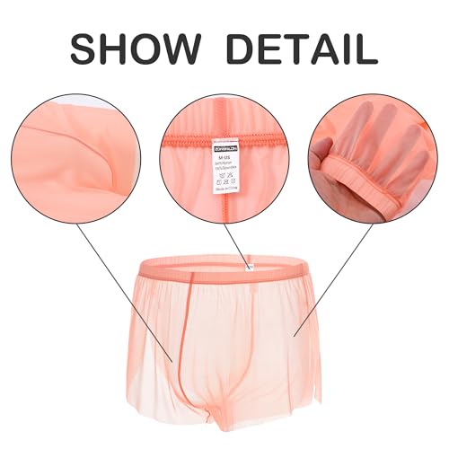 Men’s Sheer Boxer Briefs See Though Micro Mesh Ice Silk Sexy Split Side Bulge Pouch Breathable3