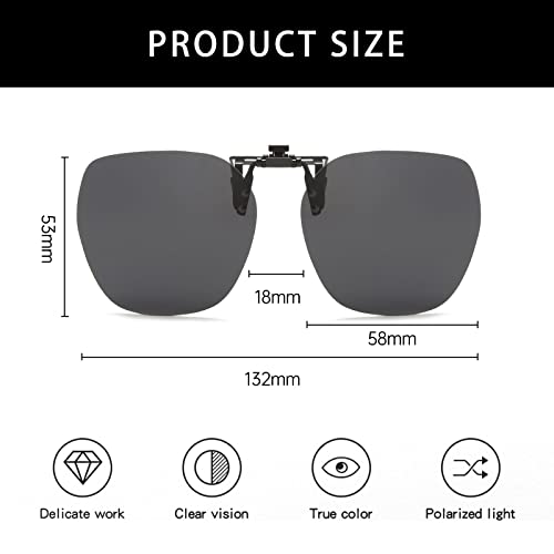 YAMEIZE Polarized Rimless Clip on Sunglasses - Round Glasses Anti-Glare UV Protection Flip Up for Men Women Driving Outdoor4
