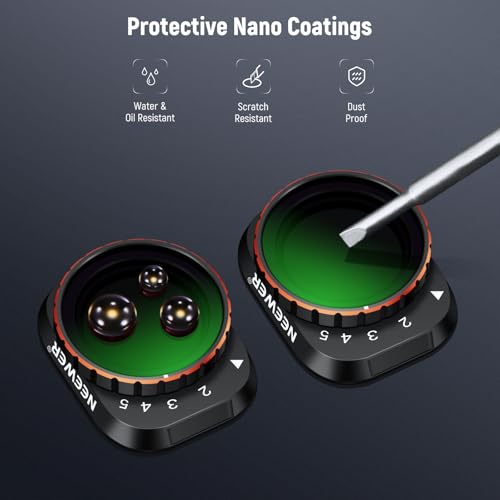 Image of NEEWER Variable ND Filter Compatible with DJI Mini 3 Pro, ND2-32 1-5 Stops Snap On Multicoated HD Optical Glass Metal Slim Frame Drone Camera Lens Accessories for Aerial Photography Video Recording