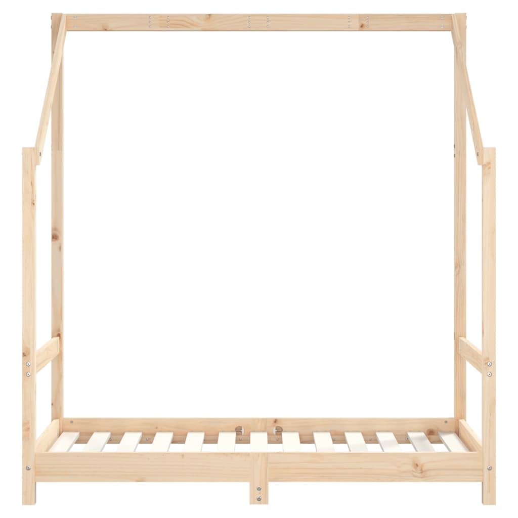 Kinderbett Massivholz Kiefer 70x140 cm mit Lattenrost Gitterbett für Kleinkinder 18 Monate bis 4 Jahre, unbehandeltes Holz Kinderzimmer Juniorbett Schlafplatz und Spielbereich