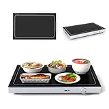 SOARS Elektrischer Tellerwärmer, 300 W, Buffet, Heizung, einstellbare Temperatur, max. 120 °C, Platte 56,5 x 37 cm, mit verstecktem Griff, Oberfläche aus gehärtetem Glas, für verschiedene Tische, Haus