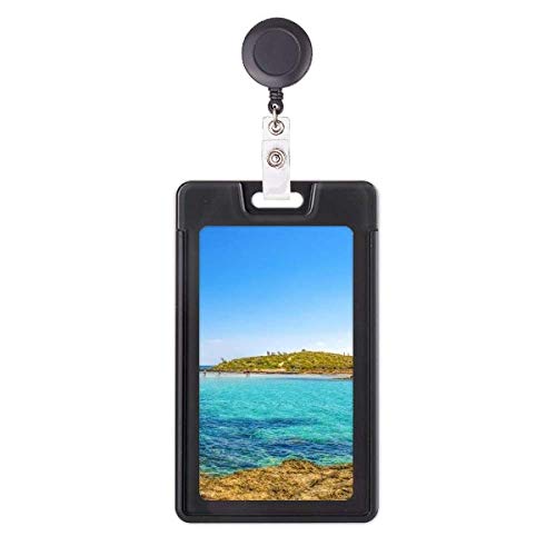 Portatarjetas retráctil y protector con diseño de paisaje natural oceánico