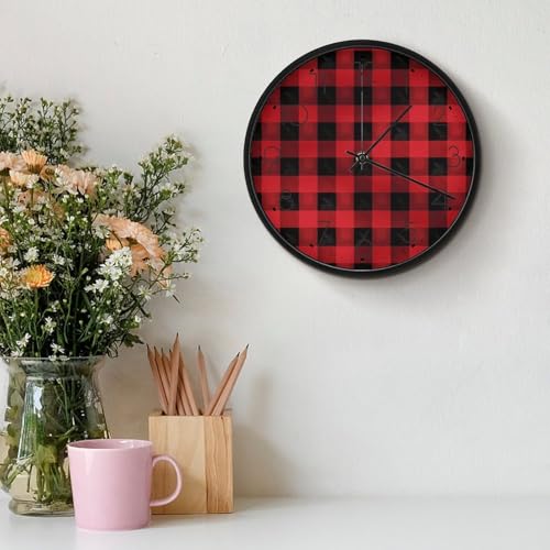 Horloge murale sans tic-tac pour chambre à coucher motif rouge - 4