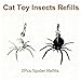 LiYjichng 2Pcs Cat Toy Spider Refills – White & Black Heads with Bell/Lobster Claw, Feather Wand Replacement for Kitten Interactive Play