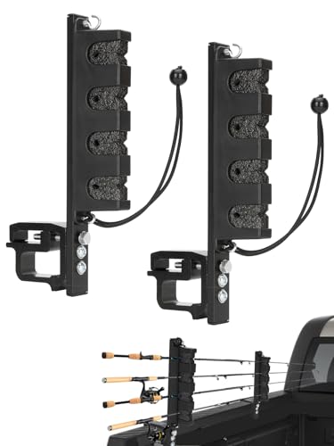 Fishing Rod Holder for Truck Bed, Holding 4 Rods Truck Bed Fishing Rod Holder, Aluminum Fishing Pole Holders for Truck