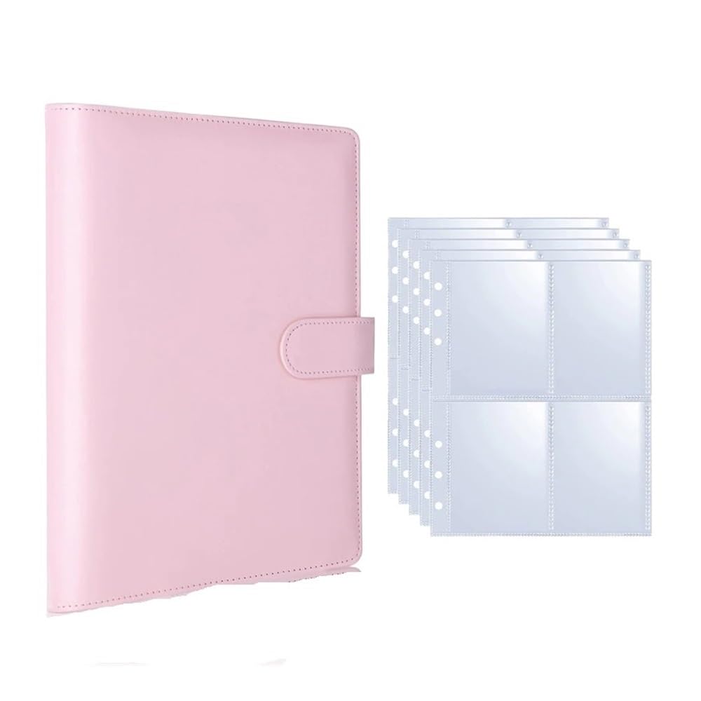 25pcs Page Photo Card A5-Binder Albums Cards Collect Book Binder Photocard Holder(Pink-25 pages)