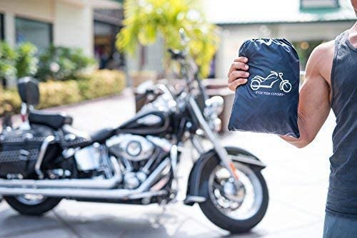Xyzctem All Season Black Waterproof Sun Motorcycle Cover,Fits Up To 87" Motors (M & Lockholes) #TOP2