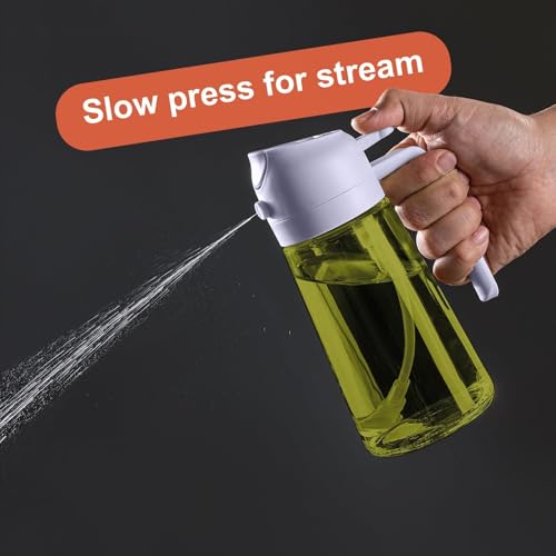 Image of CXINYI - 16oz /470ml Olive Oil Dispenser for Kitchen with Stickers - 2 in 1 Olive Oil Sprayer for Cooking, Air Fryer, and Salad, Black&Purple (Light-Proof Kitchen Gadget)