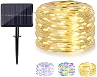 Outdoor Rope Lights Solar Powered Waterproof, 40Ft/12M 120 LEDs Color Changing LED Rope Lights with 8 Lighting Modes, Solar Fairy Lights for Christmas Swimming Pool GardenTrampoline Deck DIY Decor